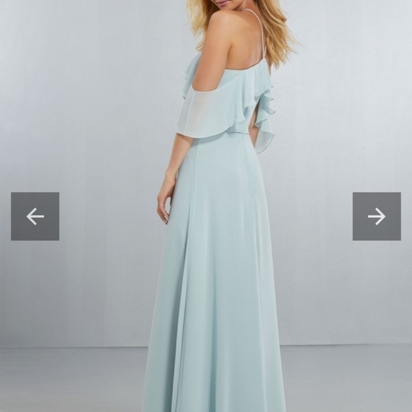 Mori Lee style 21551 Size 6 Emerald green maxi chiffon bridesmaid party formal - Picture 6 of 9